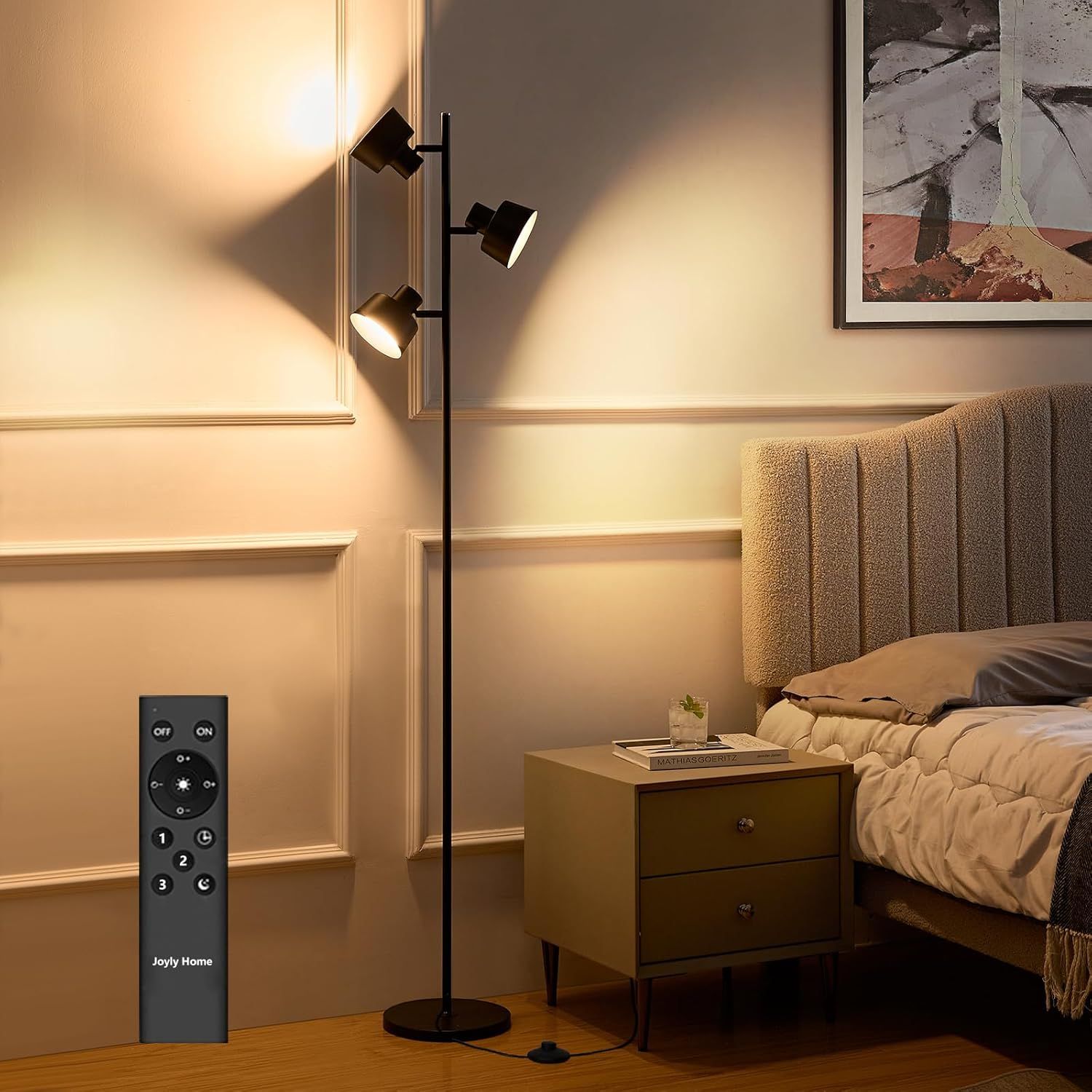 LEDフロアスタンドライト 高輝度省エネ 調光調色タイマー機能付き リモコン & タッチコントロール 目に優しい眩しくない 三つの独立光源制御可能 金属製 北欧スタイルで 6,840円