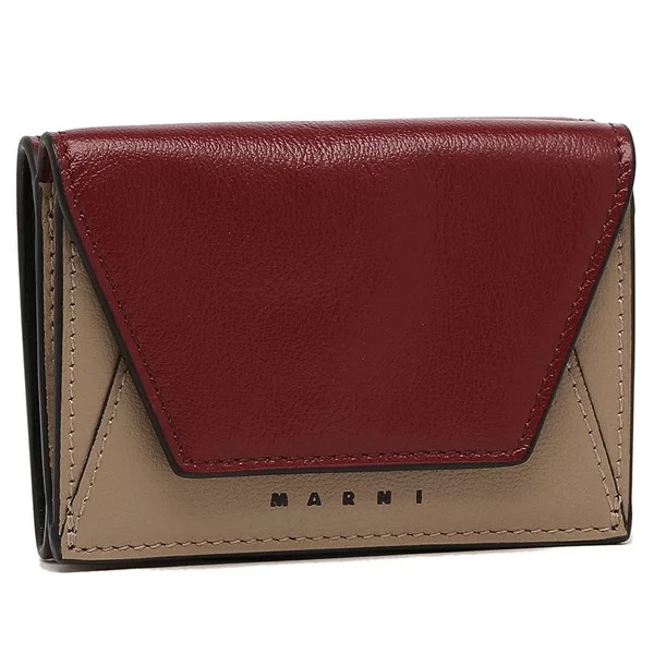 三つ折り財布 ミニ財布 ワインレッド ベージュ メンズ PFMI0052U0 P2644 ZO596 TRIFOLD WALLET DUNE