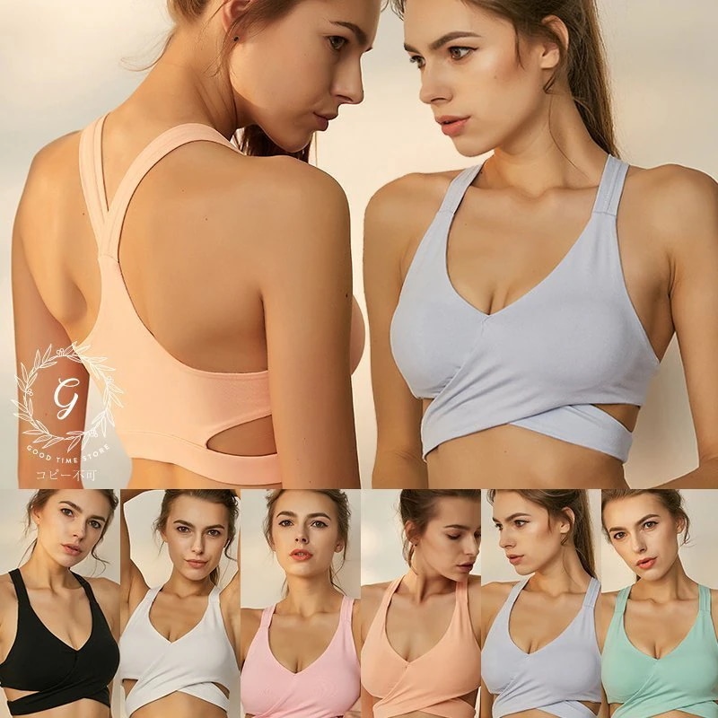 【超お得1つ買うと10個もらえる】急速出荷ヨガウェアブラブラトップフロントクロスレーサーバック６色パステルカラーデコルテオシャレ 85,214円
