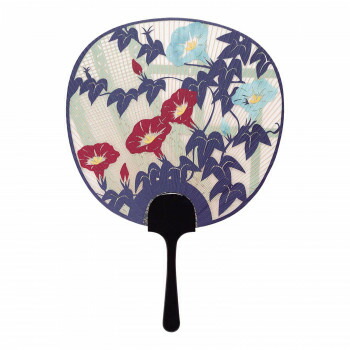 日本製（MADE IN JAPAN） 飾りうちわ 白露 （紺） 1022