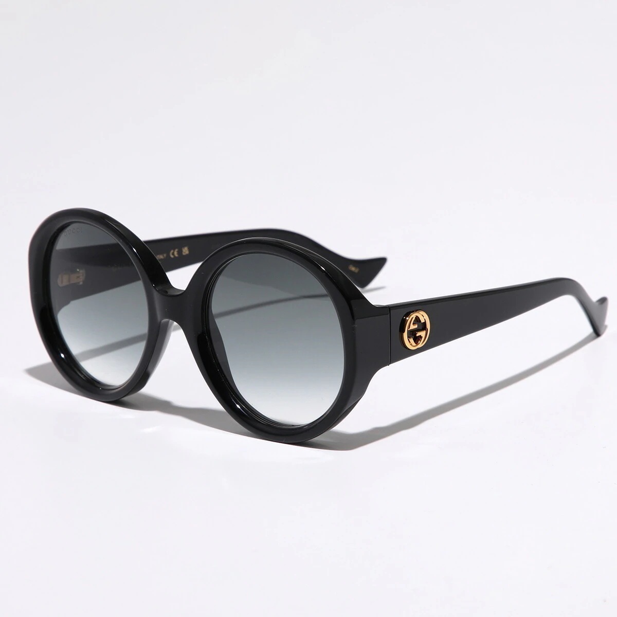 GUCCI グッチ サングラス GG1256S レディース ラウンド型 フルリム セルフレーム グラデーションレンズ GGロゴ アイウェア 001/BLACK-BLACK-GREY