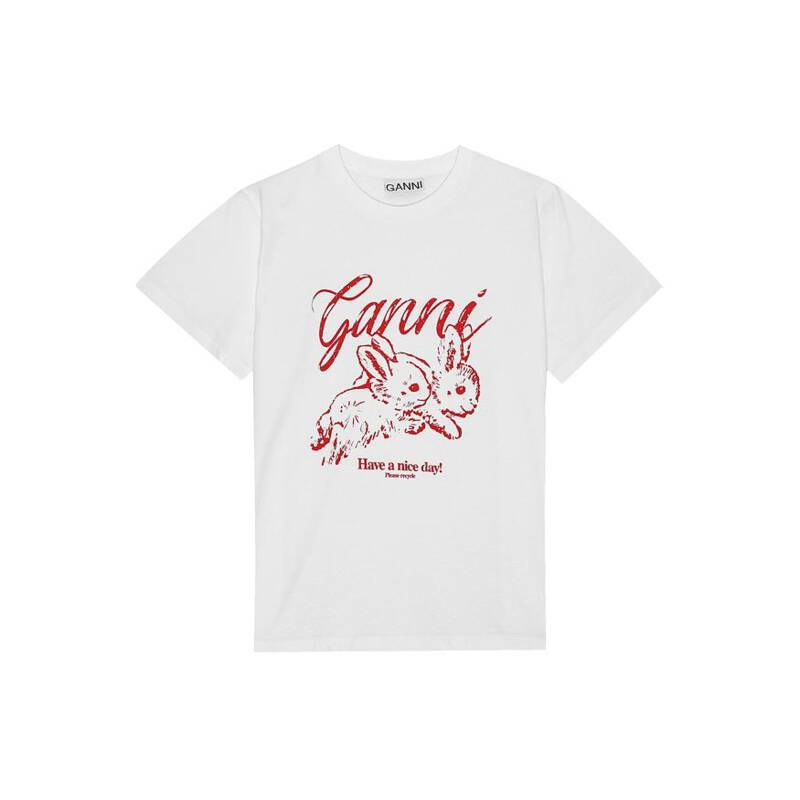GANNI T3994 151 バニーロゴ レディース半袖Tシャツ