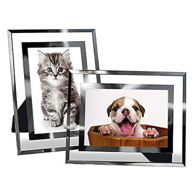 他サイト： ランスー 写真立て L判 透明 ガラス フォトフレーム セット 2枚 結婚祝い/出産祝い/新築祝い/記念品の商品画像