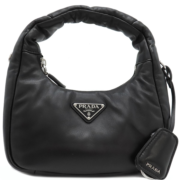 プラダ PRADA 2WAYバッグ パデッド ナッパレザー バッグ レザー ブラック シルバー金具 黒 ハンドバッグ ショルダー 三角ロゴプレート 1BA384 【保存袋】【中古】
