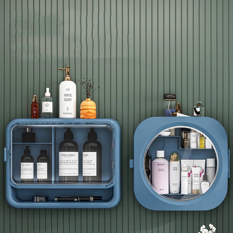 壁に取り付けられた化粧品収納ボックス,メイクアップオーガナイザー,バスルームアクセサリー,収納ラック