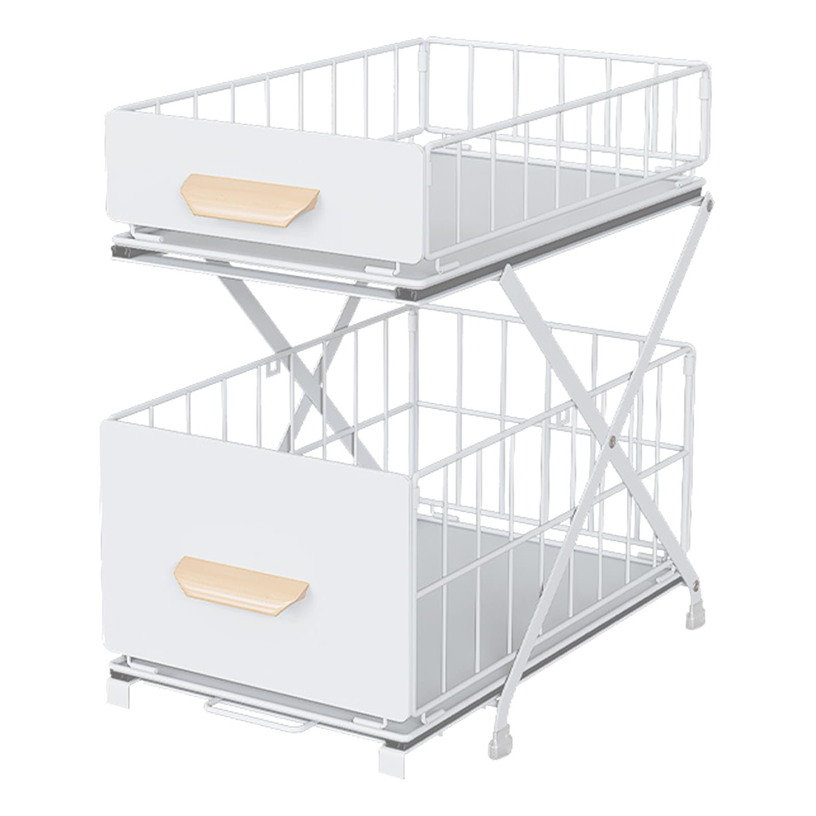 2段 シンク下 収納キッチン下収納調味料収納ラック 洗面台下 収納多機能オイルボトル引き出し収納アーティファクトキャビネット収納棚（ホワイト）