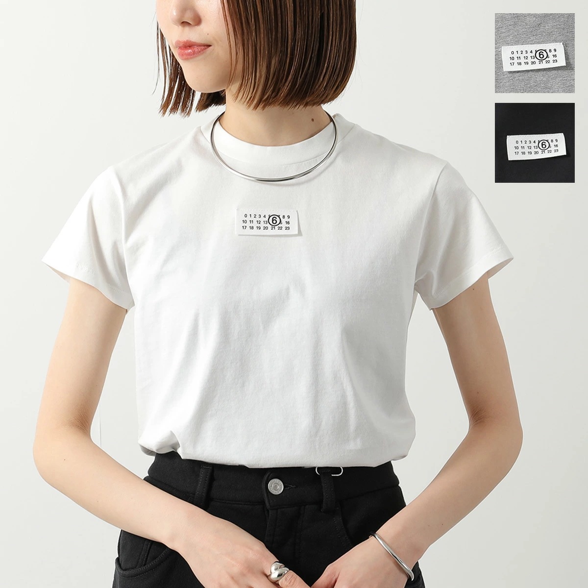 MM6 エムエムシックス メゾンマルジェラ Tシャツ S52GC0327 M20170 レディース 半袖 クルーネック コットン カットソー ナンバリング S52GC0327M20170101