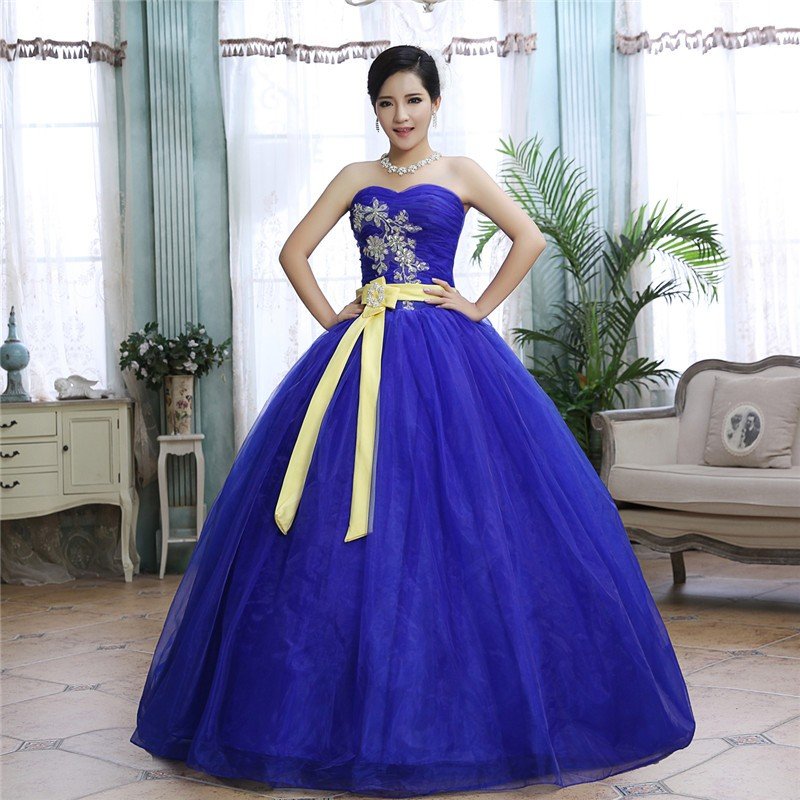 人気カラードレス ロングドレス 豪華ウェディングドレス 結婚式 演奏会ロングドレス コンサート 二次会 舞台衣装 ブルー