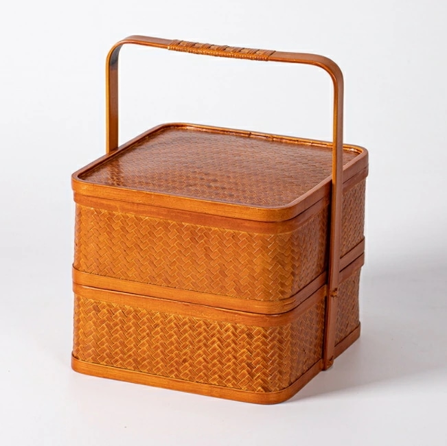 【激安販売】新品 大容量 民芸職人手作り 竹の編 弁当かご ピクニックのかご プレゼントバスケット tbq811