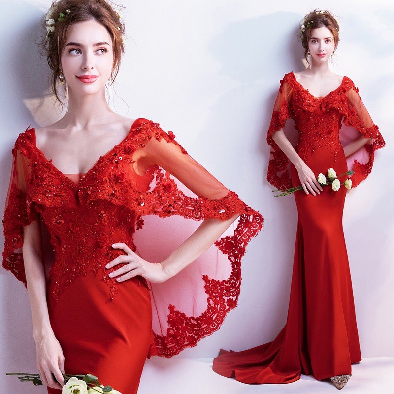 マーメイドドレス 安い 演奏会 ロングドレス カラードレス 赤 花嫁 カクテルドレス 結婚式 イブニングドレス 二次会 フォーマル 大きい サイズ