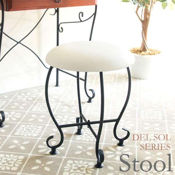 ラウンドスツール PUレザー スパニッシュテイスト 猫脚 5,002円