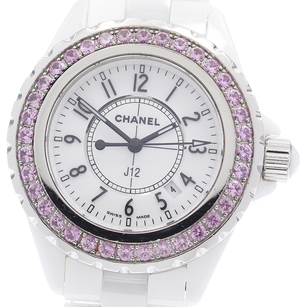 シャネル CHANEL H1181 J12 ピンクサファイアベゼル クォーツ レディース _944373【中古】