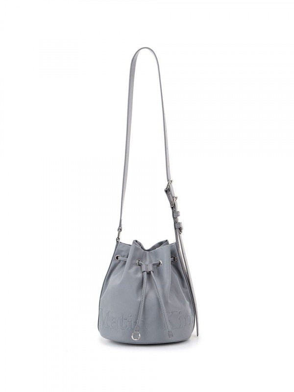 EMBOSSED LOGO MINI BUCKET BAG IN GREY