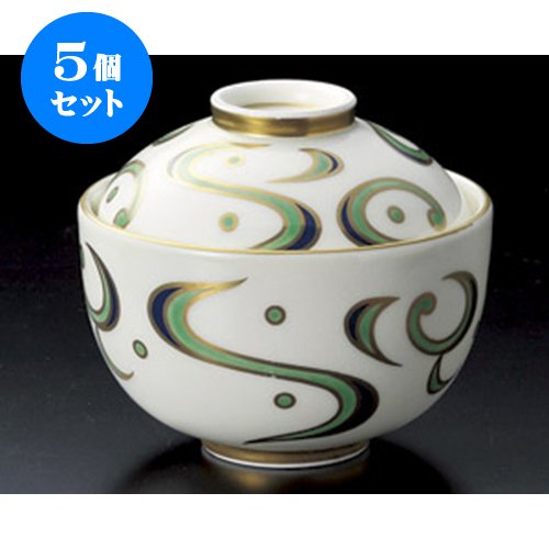 5個セット 蓋向・円菓子碗 金唐草玉型円菓子碗 [10.5×9.5cm] 強化 旅館 料亭 和食器 飲食店 業務用