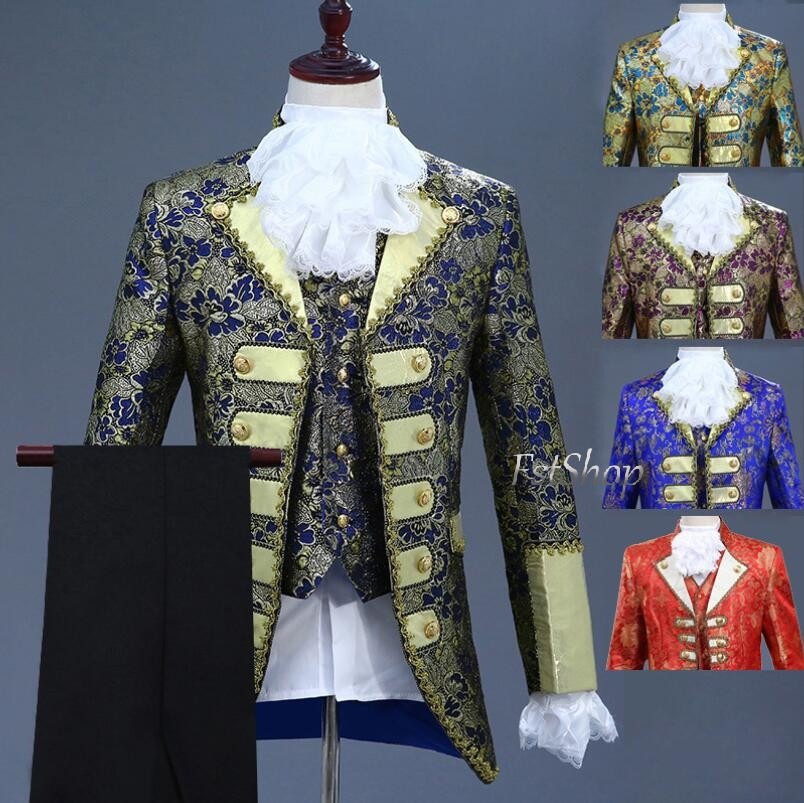 【2025新作入荷】中世貴族フォーマル4点セット刺繍コスプレ衣装ハロウィン仮装ステージ 衣装ヨーロッパ 男性用王子様メンズ セットアップ王族服ジャケット ズボン ベストアクセサリー紳士服ゴシック 礼服
