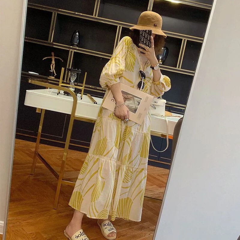 ワンピース 春 ワンピース 夏 ワンピース ロング ワンピース ボタニカル ロング ワンピース 大きいサイズ ロング丈 長袖 韓国 ワンピース 長袖
