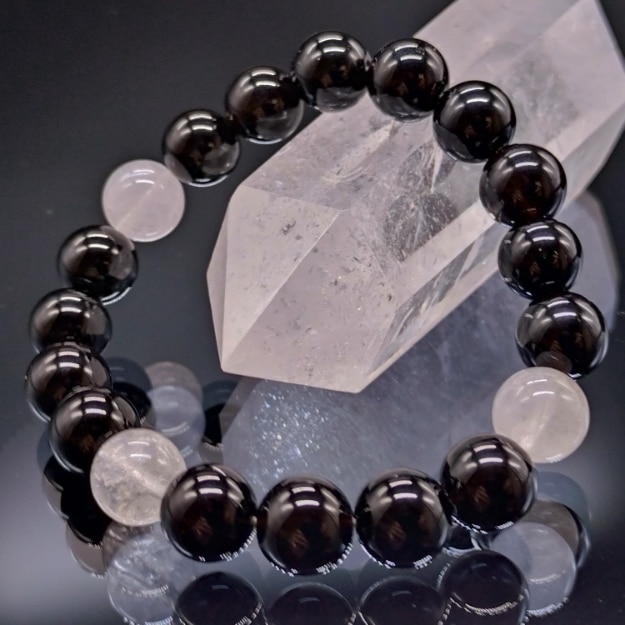 モリオン ヒマラヤ水晶 3天 10mm 鑑別済み 5A ブレスレット パワーストーン 天然石