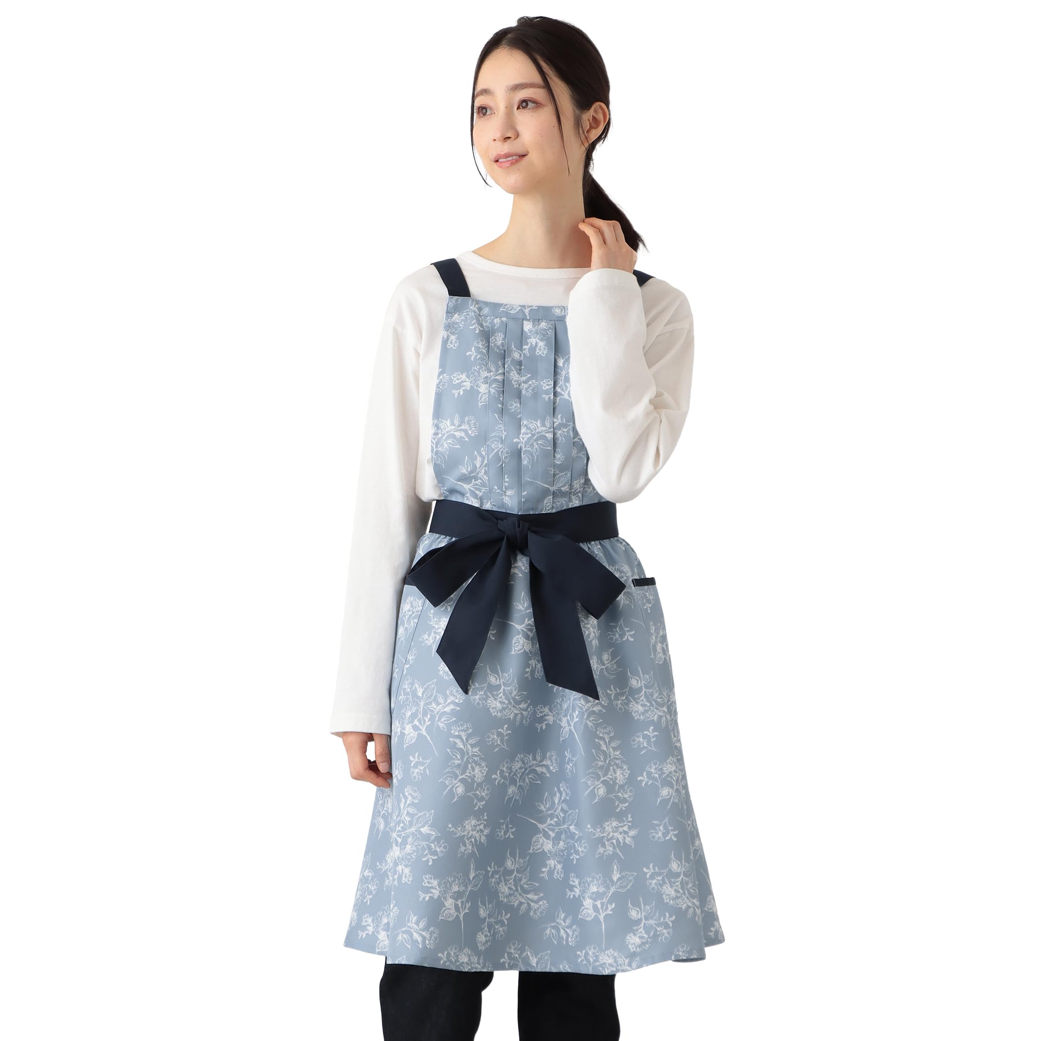 [ アフタヌーンティー リビング ] AfternoonTea LIVING エプロン HY54 ラインフラワーエプロン ブルー