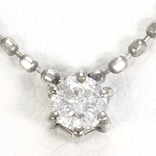 K14 14金 ホワイトゴールド ネックレス ダイヤ 0.08 約40cm ジュエリー 中古