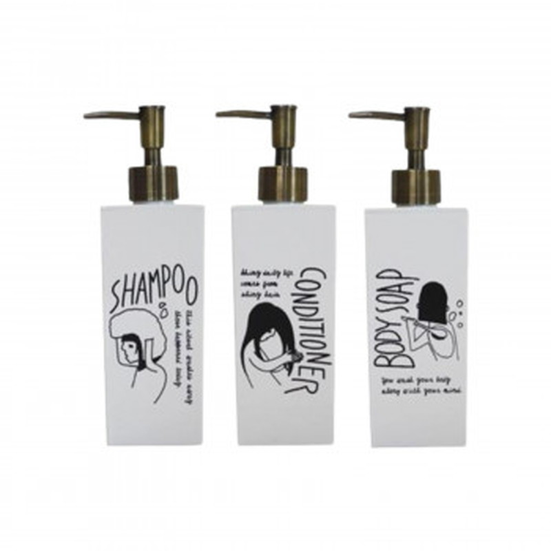 Doodle(ドゥードル)　ディスペンサー詰め替えボトル3本セット(シャンプー・コンディショナー・ボディソープ)角型　大(500ml)