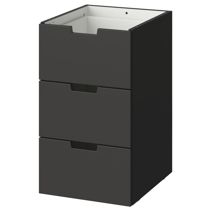 NORDLI ノールドリ モジュール式チェスト（引き出し×3） - チャコール 40x68 cm