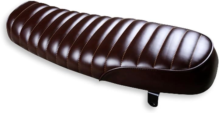 タックロール風 バイク シート ヴィンテージ フラットシート 全長640mm 幅250mm 汎用 TW200 SR400 W1 W600 SR500 GB250 FTR223(ブラウン)