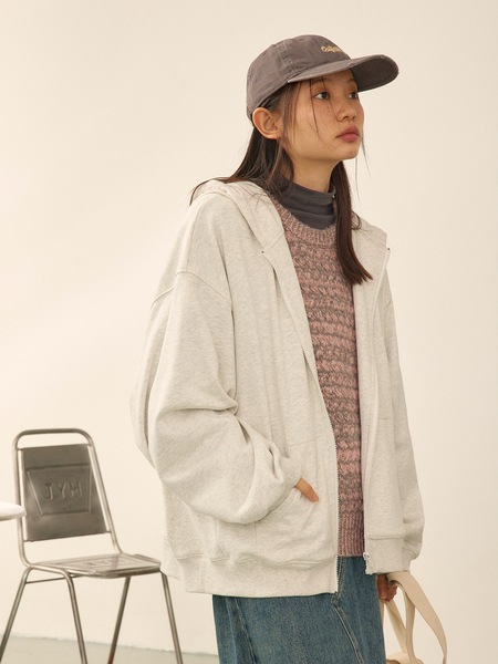 カジュアル ジッパー バーガンディ スウェットシャツ