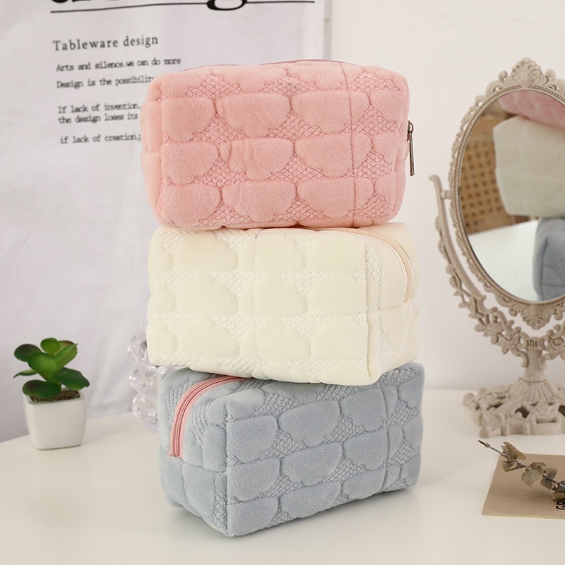 Mianmianyun デュオキルティング化粧品バッグイン収納バッグポータブル外出キャリーウォッシュバッグぬいぐるみクラッチ