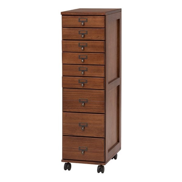 9段チェスト ブラウン・幅28×奥行37×高さ97cm キャスター付き MCH-6171BR 11,858円