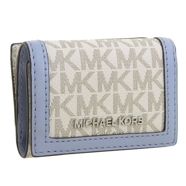 マイケルコース 財布 レディース 三つ折り財布 アウトレット コーティングキャンバス ホワイト×ブルー ジェットセットトラベル JET SET TRAVEL トライフォールド ジップウォレット エクス