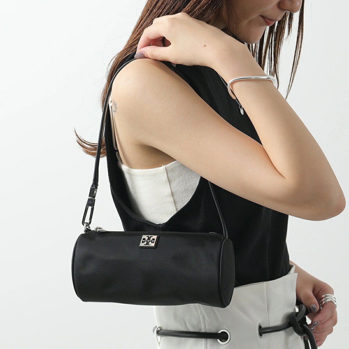 TORY BURCH トリーバーチ ショルダーバッグ VIRGINIA CYLINDER ヴァージニア シリンダー 169167 レディース ダブルT ナイロン 鞄 001/BLACK