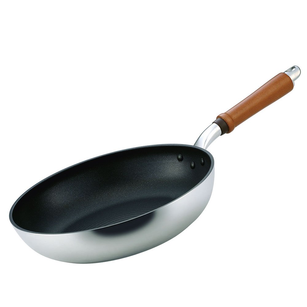 北陸アルミ フライパン 28cm 軽量 ガス火 日本製 深め 軽い 全面均一加熱 時短フライパン 丈夫 frying pan made in japan アルミ鋳物製 キャスト 熱変形に強い 木柄 木