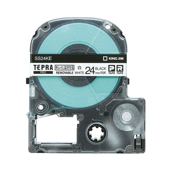 （まとめ） キングジム テプラ PRO テープカートリッジ キレイにはがせるラベル 24mm 白／黒文字 SS24KE 1個 (×4セット)