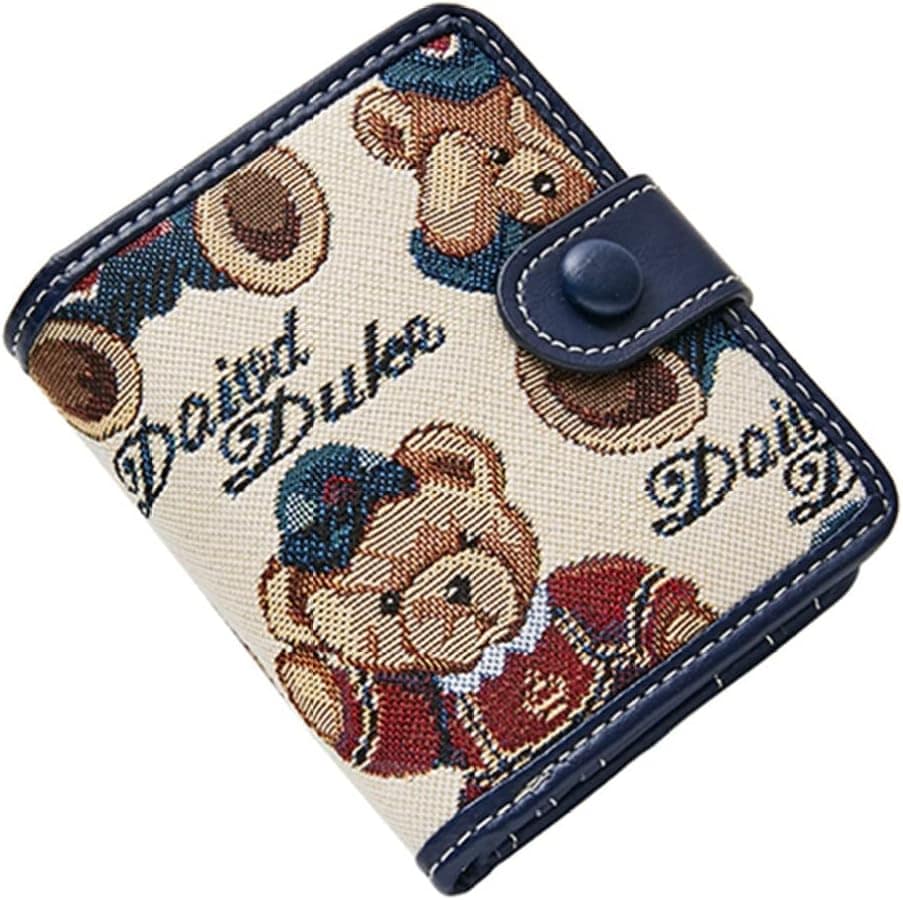 【20%OFFクーポン】三つ折り レディース 財布 ミニサイズ くま 英字柄 軽い ボタン 大容量 カード入れ 小銭入れ 多機能 取り出しやすい ウォレット コインケース 可愛い おしゃれ 贈り物 誕