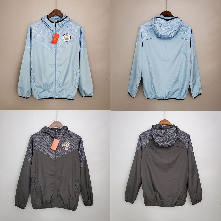 202 マンチェスターシティ トレーニングユニフォーム出演ユニフォームメンズ長袖ジャケットウインドブレーカーサッカーユニフォーム秋冬スポーツ試合前ユニフォーム