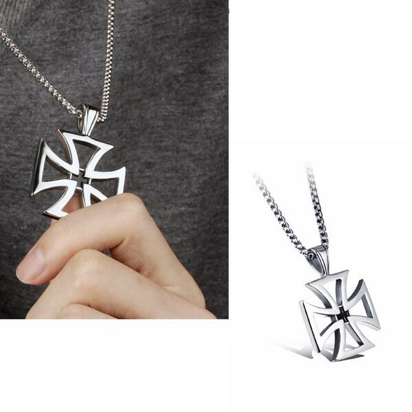 アイアンクロスステンレスペンダントトップ 十字架 ロザリオ 首飾り アクセサリー 黒色 ブラック サージカルステンレス316L 男性 女性 プレゼント ペンダント 単品 stt00-00-0097