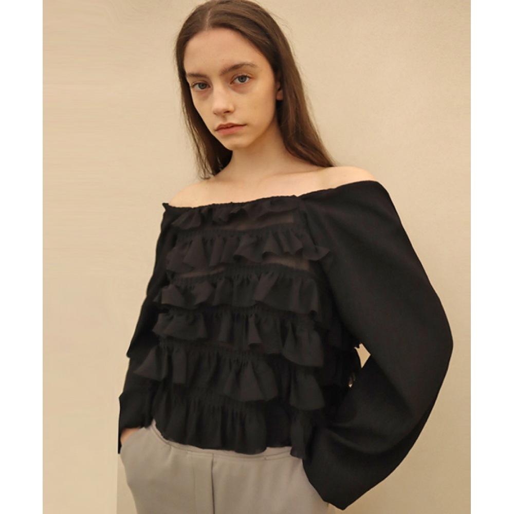 DAMAGE MNEMONICカンカンブラックオフショルダー_Cancan Black Off shoulder