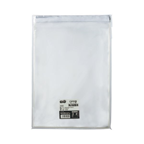 （まとめ）TANOSEE OPP袋 フタテープ付角2 240330+40mm 1セット（1000枚：100枚10パック）3セット