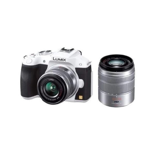 【中古】パナソニック Panasonic ルミックス G6 ダブルズームレンズキット 標準ズームレンズ/望遠ズームレンズ付属 ホワイト DMC-G6W-W