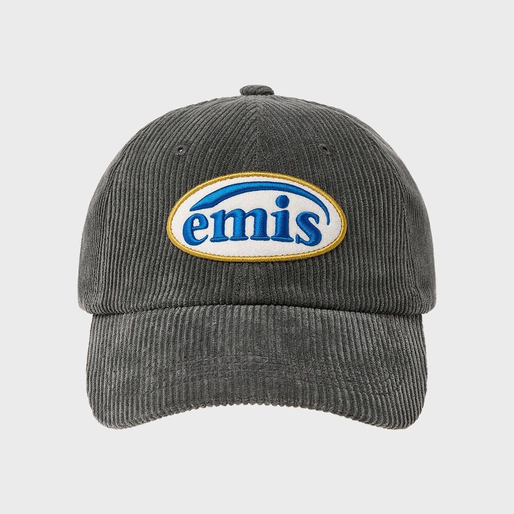 Yimis コーデュロイワッペンボールキャップ (リニューアル)-チャコール