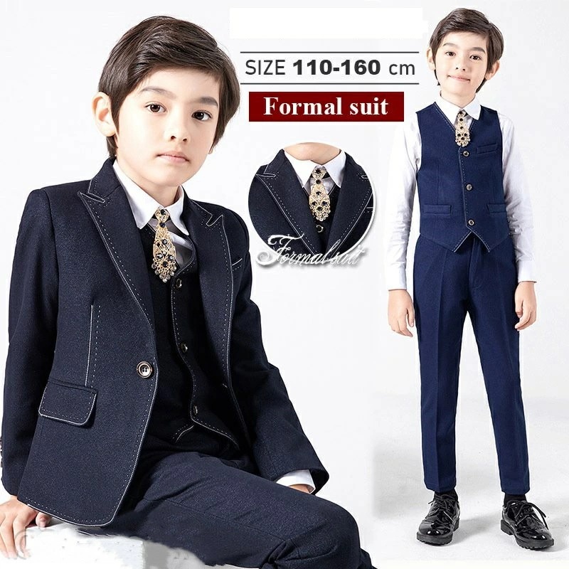【5点セット】子供スーツ フォーマルスーツおしゃれ 男の子スーツ 紳士服 結婚式 おしゃれ 入学式 卒業式七五三卒園式 受験 面接キッズ子どもスーツ タキシード ジュニア 1100cm-160cm ジ