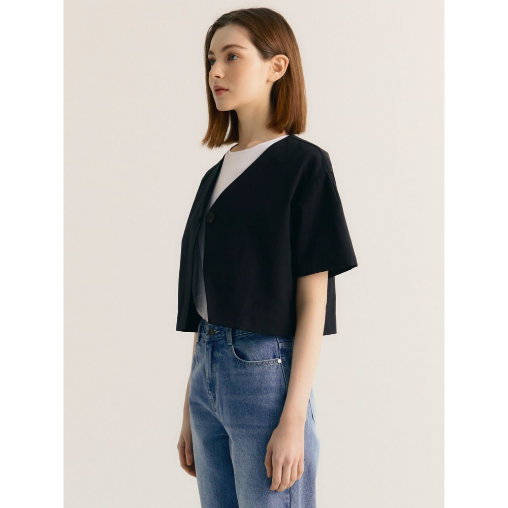 CITYBREEZE ノカラ半袖ジャケット BLACK