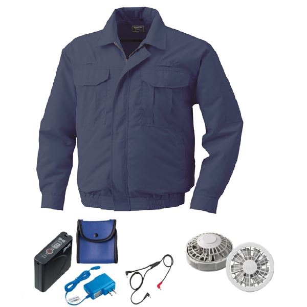 KU9055F 空調服 綿薄手 フルハーネス対応 FAN2200G/LISUPER1 紺色 M