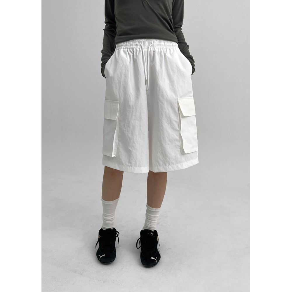 ブラックアップ [1000部販売] [MADE] STUFF ナイロンカーゴバミューダパンツ