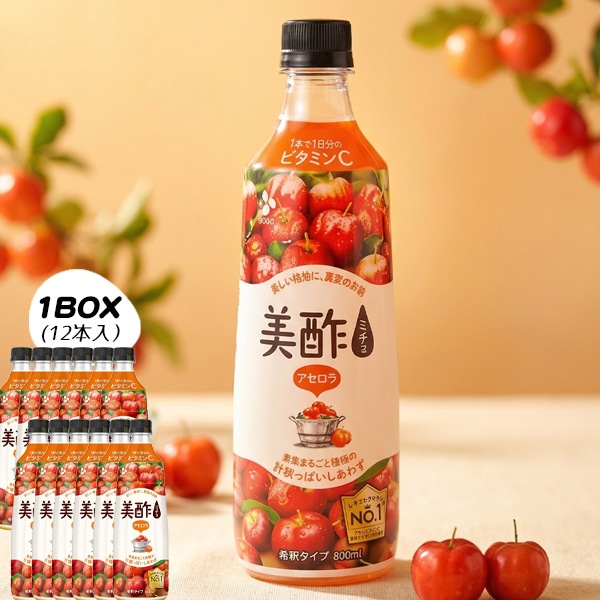 [CJ] 美酢 アセロラ ミチョ / 1BOX(800ml×12本） 新味 アセロラ チェリー 健康酢 お酢ドリンク 飲む酢 100%果実発酵 ビネガードリンク