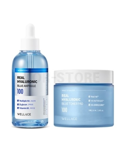 リアル ヒアルロニック ブルー 100 アンプル 100ml + ブルー トナーパッド 70枚 210ml セット