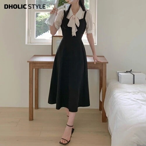 ダイアネックリボンビスチェワンピース・p659818