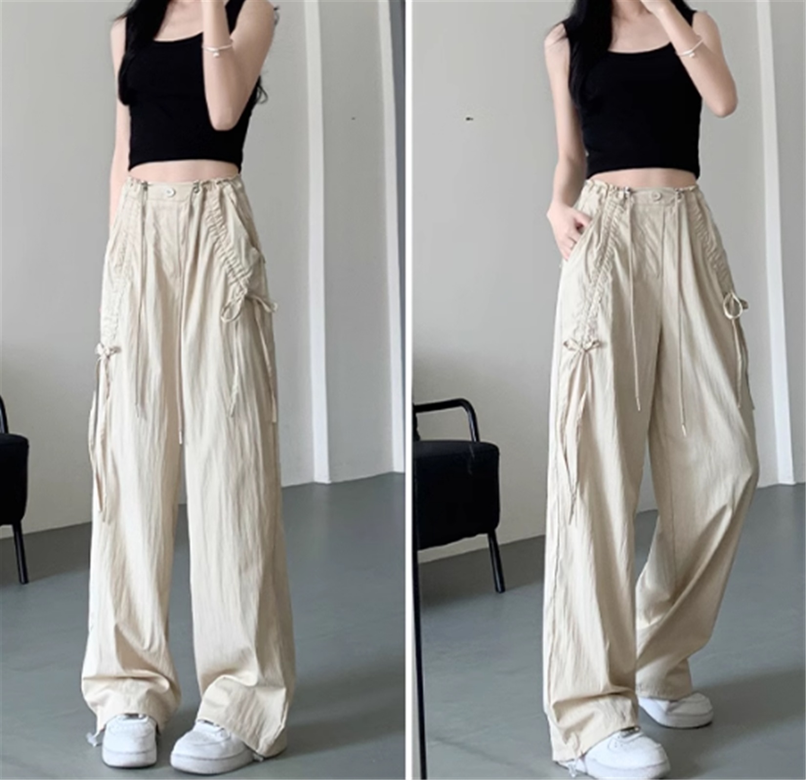 レディース パンツ ボトムス ロング リボン 大人可愛い カジュアル おしゃれ かっこいい こなれ感 ラフ スポーティー 無地 10代 20代 30代 40代 ティーン スポーツ 運動 学校 通学