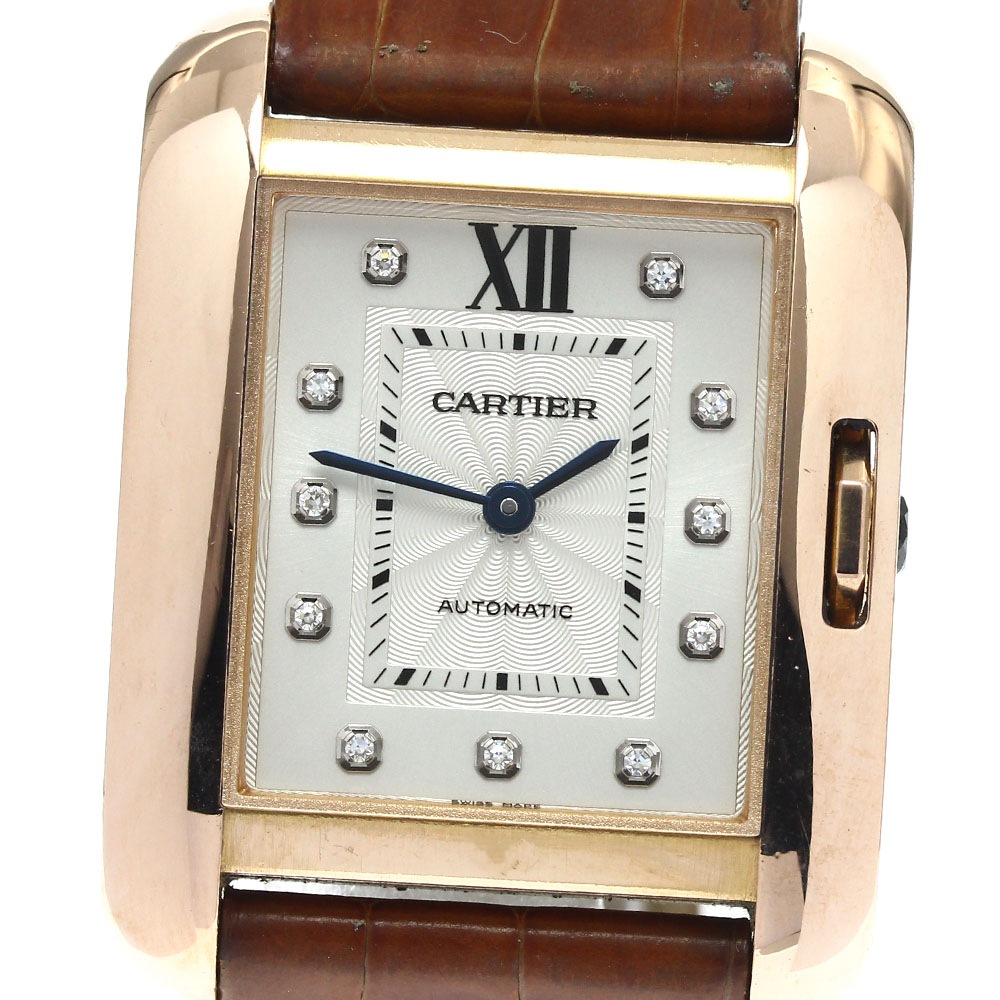 カルティエ CARTIER WJTA0006 タンク アングレーズ LM K18PG 11Pダイヤ 自動巻き メンズ _808767【中古】