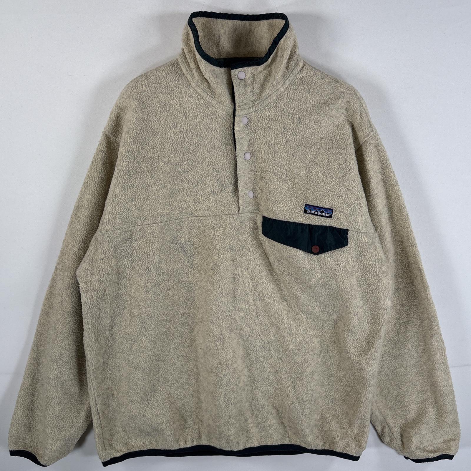 古着 フリースジャケット シンチラ ライトウェイト スナップT ワンポイントロゴ M ベージュ メンズ